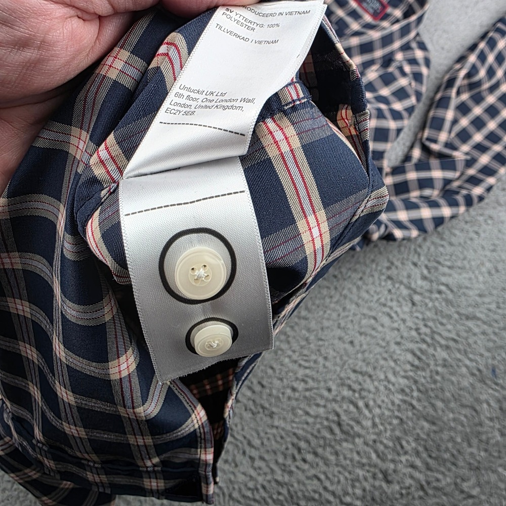 UNTUCKit‎ Dorin Button Up Mens XXL Tall Navy Plaid Long Sleeve - Picture 13 of 14